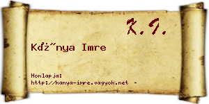 Kánya Imre névjegykártya
